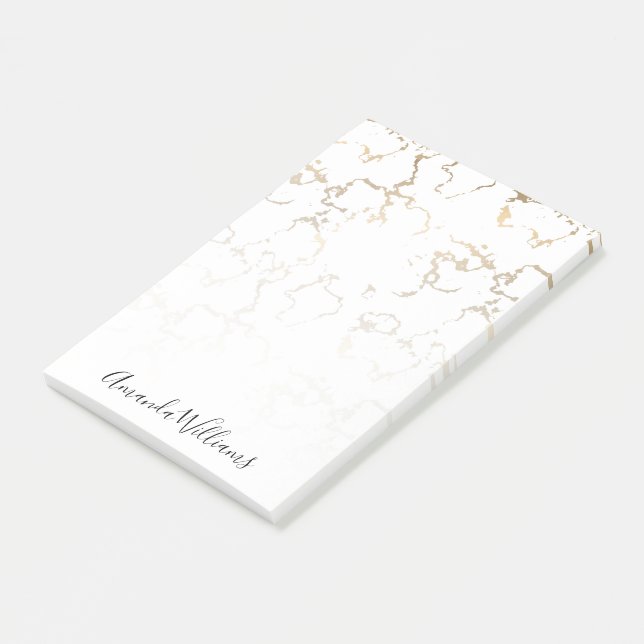 Personalised Gold Marble Post-it Notes (Angled)