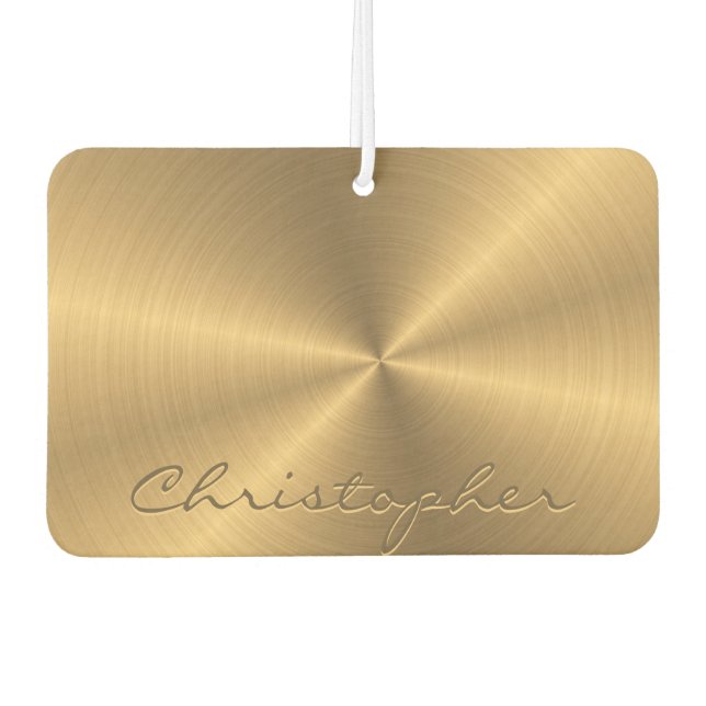 Personalised Gold Metallic Radial Texture Car Air Freshener (Front)