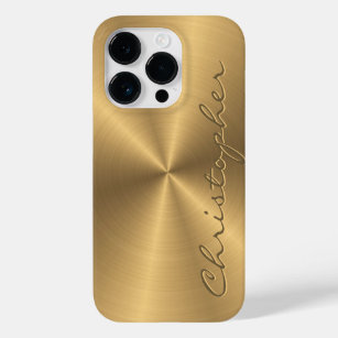 Personalised Gold Metallic Radial Texture Case-Mate iPhone 14 Pro Case