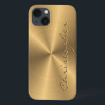 Personalised Gold Metallic Radial Texture iPhone 13 Case<br><div class="desc">Feel free to modify the design according to your own preferences. You may change the design location, orientation, background colours and size. Also, you may add your own text, or slogan set its font, location and size, all in order to create the ultimate personal gift for you and your loved...</div>