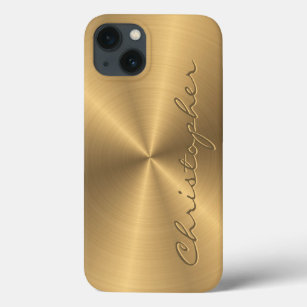 Personalised Gold Metallic Radial Texture iPhone 13 Case