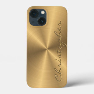 Personalised Gold Metallic Radial Texture iPhone 13 Mini Case