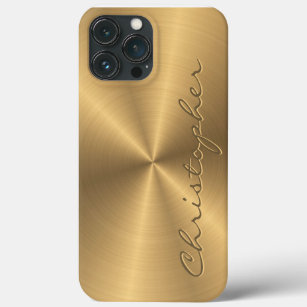 Personalised Gold Metallic Radial Texture iPhone 13 Pro Max Case