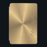 Personalised Gold Metallic Radial Texture iPad Mini Cover<br><div class="desc">Feel free to modify the design according to your own preferences. You may change the design location, orientation, background colours and size. Also, you may add your own text, or slogan set its font, location and size, all in order to create the ultimate personal gift for you and your loved...</div>