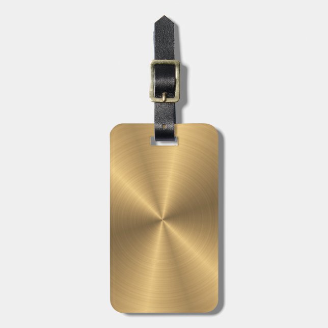 Personalised Gold Metallic Radial Texture Luggage Tag (Front Vertical)