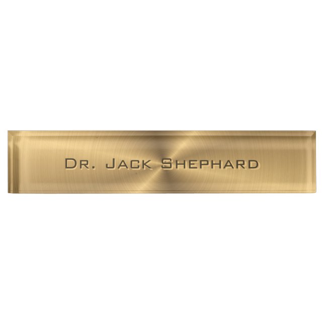 Personalised Gold Metallic Radial Texture Nameplate (Front)
