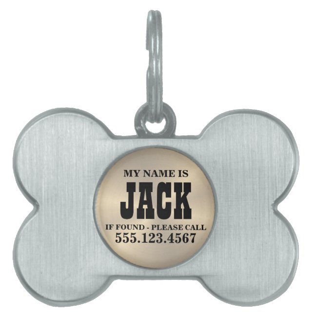 Personalised Gold Metallic Radial Texture Pet ID Tag (Front)