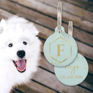 Personalised gold mint with phone number pet tag