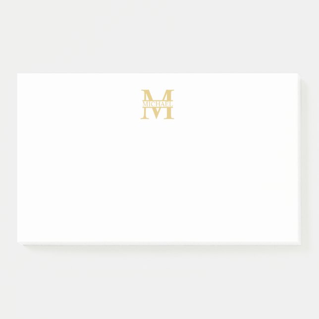 Personalised Gold Monogram and Name Post-it Notes (Front)