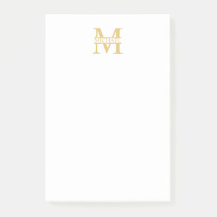 Personalised Gold Monogram and Name Post-it Notes