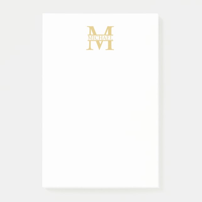 Personalised Gold Monogram and Name Post-it Notes (Front)