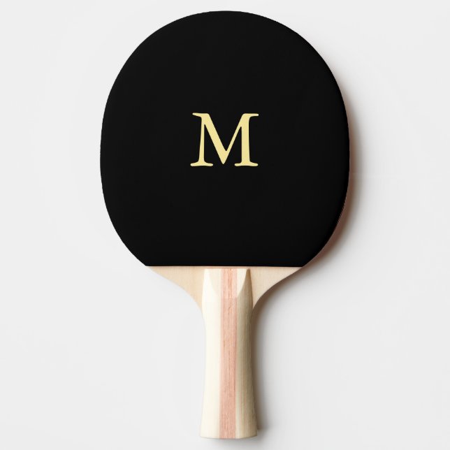 Personalised Gold Monogram Black Template Elegant Ping Pong Paddle (Front)