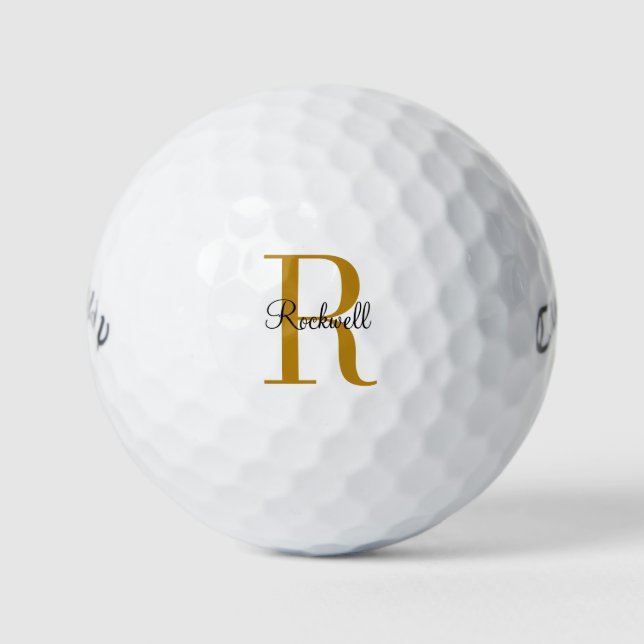 Personalised Gold Monogram Name Initial  Golf Ball (Front)