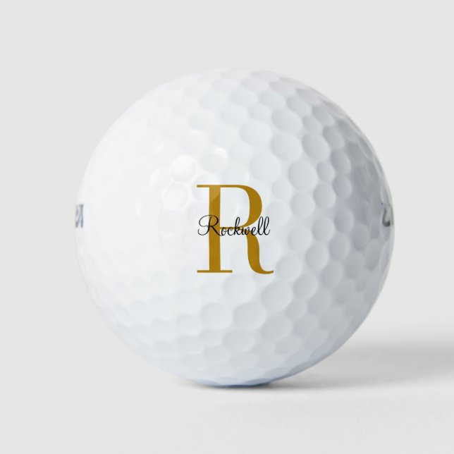 Personalised Gold Monogram Name Initial  Golf Balls (Front)
