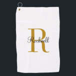 Personalised Gold Monogram Name Initial Golf Towel<br><div class="desc">Custom golf towel personalised with your name and unique monogram. Click Customise It to edit fonts and colours or add your own text and images to create a unique one of a kind gift. Easy to customise. Golf in style. Get yours today!</div>
