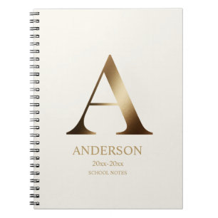 Personalised Gold Monogram   Off White Notebook