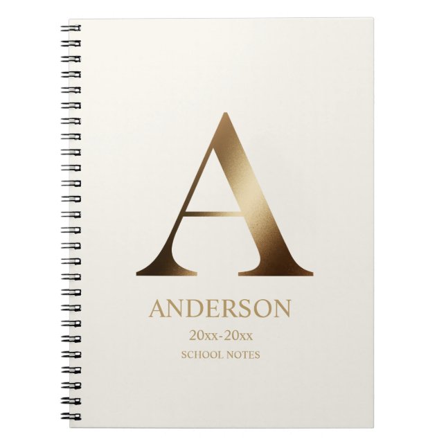 Personalised Gold Monogram | Off White Notebook (Front)