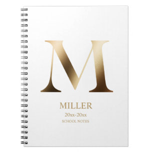 Personalised Gold Monogram White Notebook