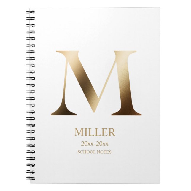 Personalised Gold Monogram | White Notebook (Front)