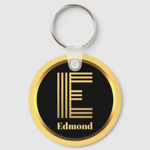Personalised Gold Monogrammed Letter E Keychain