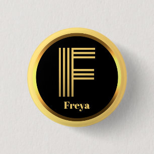 Personalised Gold Monogrammed Letter F 3 Cm Round Badge