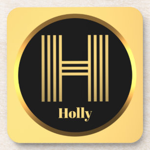 Personalised Gold Monogrammed Letter H Coaster