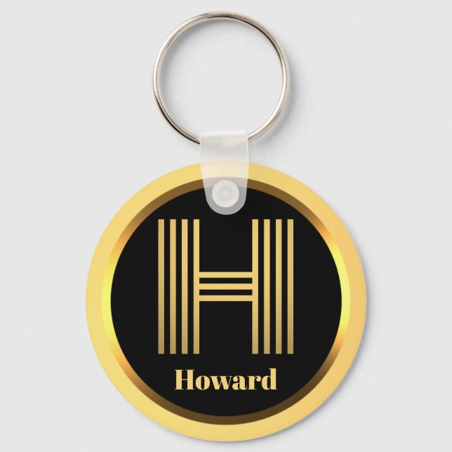 Personalised Gold Monogrammed Letter H Keychain (Front)