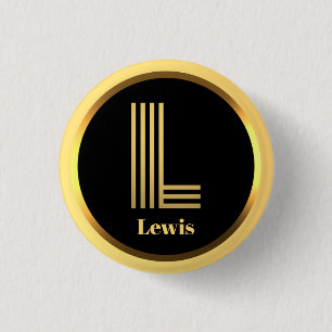 Personalised Gold Monogrammed Letter L 3 Cm Round Badge