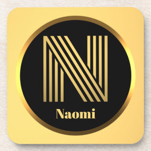 Personalised Gold Monogrammed Letter N Coaster