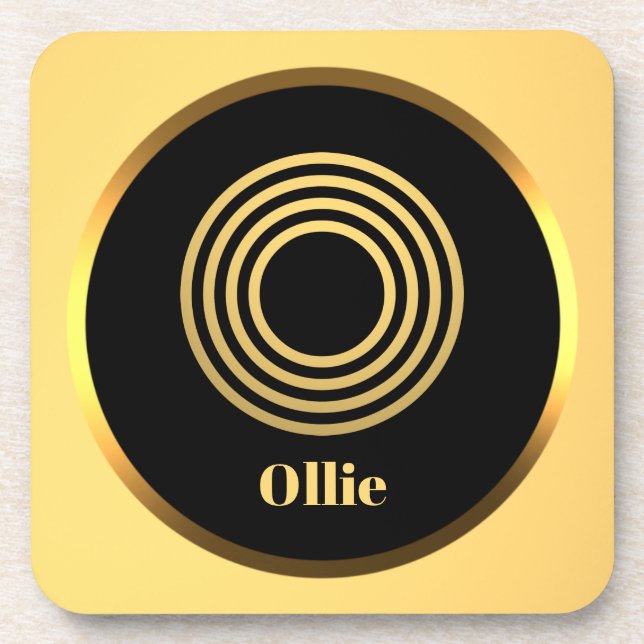 Personalised Gold Monogrammed Letter O Coaster (Front)
