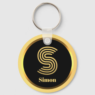 Personalised Gold Monogrammed Letter S Keychain