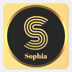 Personalised Gold Monogrammed Letter S Square Sticker