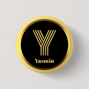 Personalised Gold Monogrammed Letter Y 3 Cm Round Badge