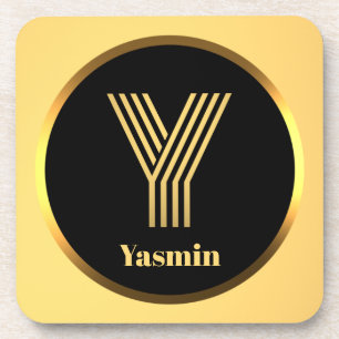 Personalised Gold Monogrammed Letter Y Coaster
