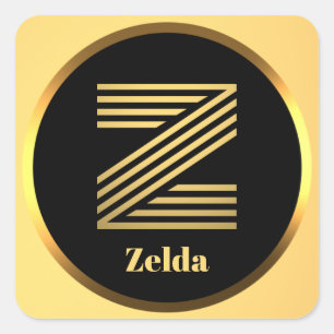 Personalised Gold Monogrammed Letter Z Square Sticker