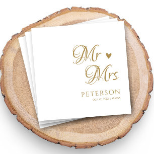 Personalised Gold Mr. & Mrs. Wedding Napkins