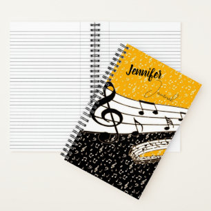 Personalised Gold music theme journal