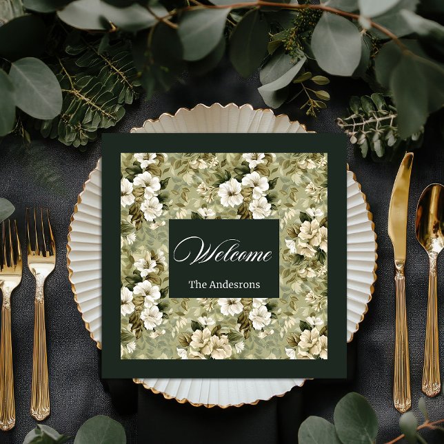 Personalised Gold Napkins Chic Botanical Design (Personalized Gold Napkins Chic Botanical Design)