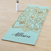 Personalised Gold Nature Mandala Turquoise Blue