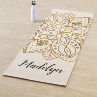Personalised Gold Nature Mandala Yoga Mat