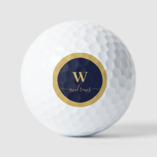 Personalised gold Navy Blue and Name signature Golf Balls