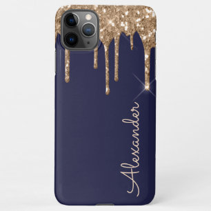 Personalised Gold Navy Dripping Glitter BUDGET iPhone 11Pro Max Case