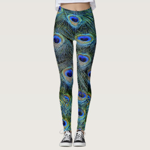 Personalised Gold Peacock Feathers Leggings