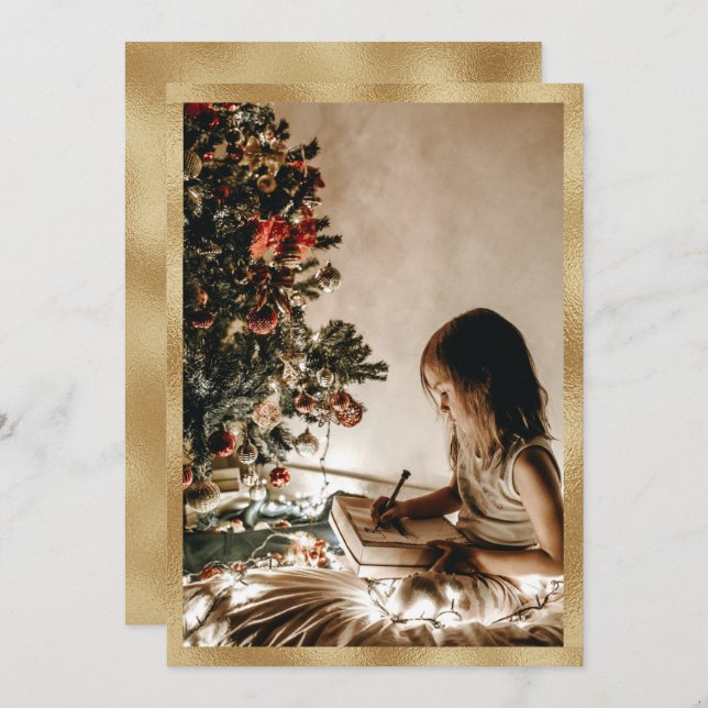 Personalised Gold Photo Holiday Christmas Card (Front/Back)