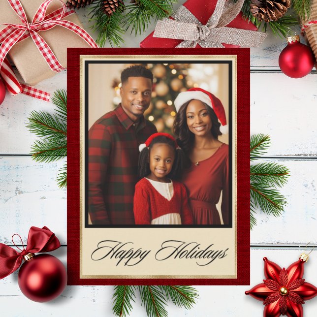 Personalised Gold Photo Holiday Christmas Card (Creator Uploaded)