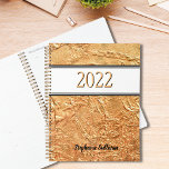 Personalised Gold  Planner<br><div class="desc">This elegant Planner is decorated with a textured effect print in faux gold.
Customise it by changing the name and the year.</div>