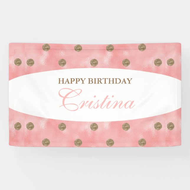 Personalised Gold Polka-Dot Birthday Banner (Horizontal)