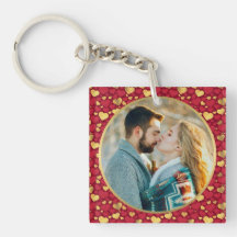 Personalised Gold, Red Hearts Valentine's Day Gift