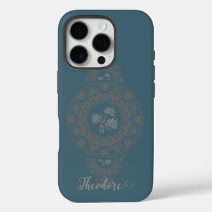 Personalised Gold Rococo Lotus Ornamental Mandala iPhone 16 Pro Case