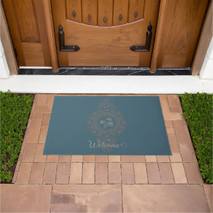 Personalised Gold Rococo Lotus Ornamental Mandala Doormat